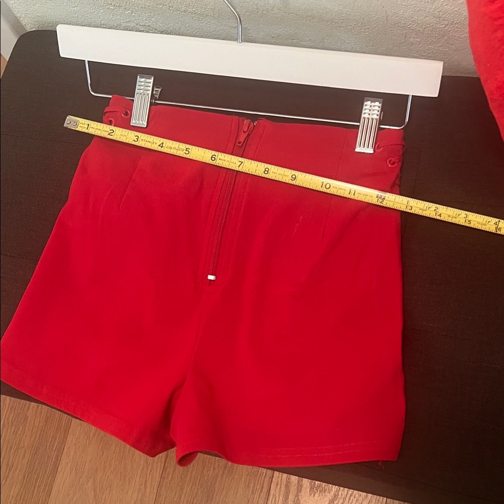 #1649** Spirit Red High-Waist Lace-Up Side Shorts - Picture 6 of 10
